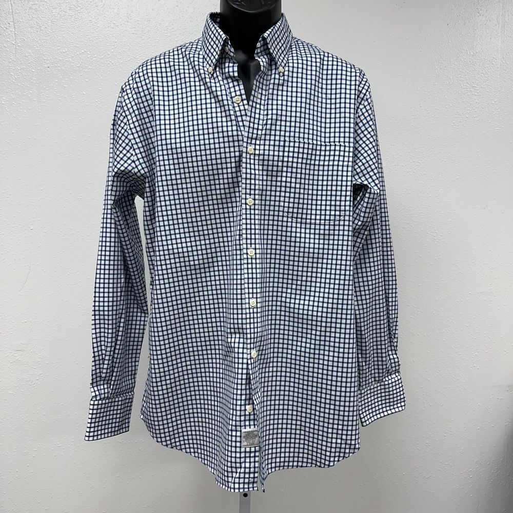 Peter Millar Long Sleeve Button Down Shirt Black/white 100%Cotton Easycare Large
